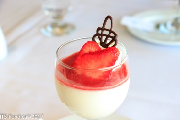 dessert was a vanilla panna cotta with with a strawberry coulis.